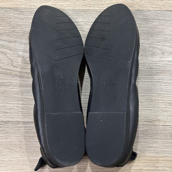 Eileen Fisher Ballet Flats Women’s 7 Notion Black Leather Chic Preppy - Picture 6 of 8